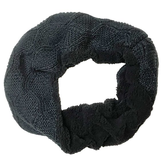 INC Cable Knit Metallic Infinity Scarf Faux Sherpa Lined (951) - Picture 4 of 4